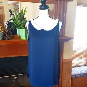 LOFT Navy and Cream Blouse